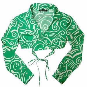 Zara Swirl Wrap Crop Top Retro Psychedelic Hippie